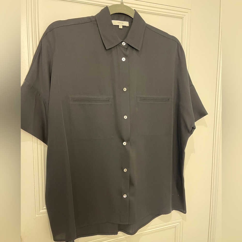 Black silk Vince camp shirt size S